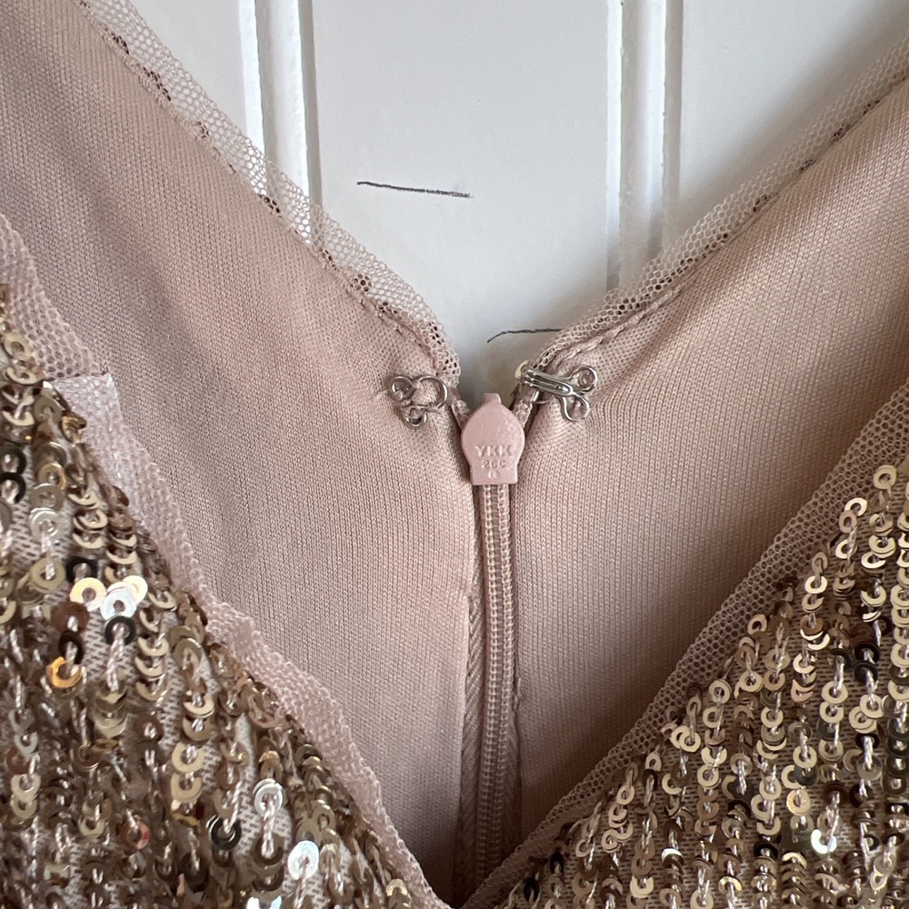 BHLDN Surrey Gown Dress  Anthropologie Sz 18 Gold Sequin Wedding Formal Prom NWT - Picture 5 of 12